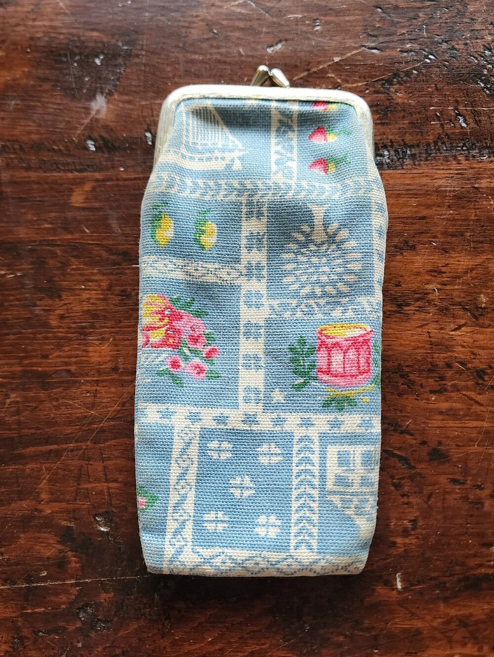 Vintage 60s/70s Celebrity INC Floral Notical Kiss Lock Eyeglasses Case Felted
